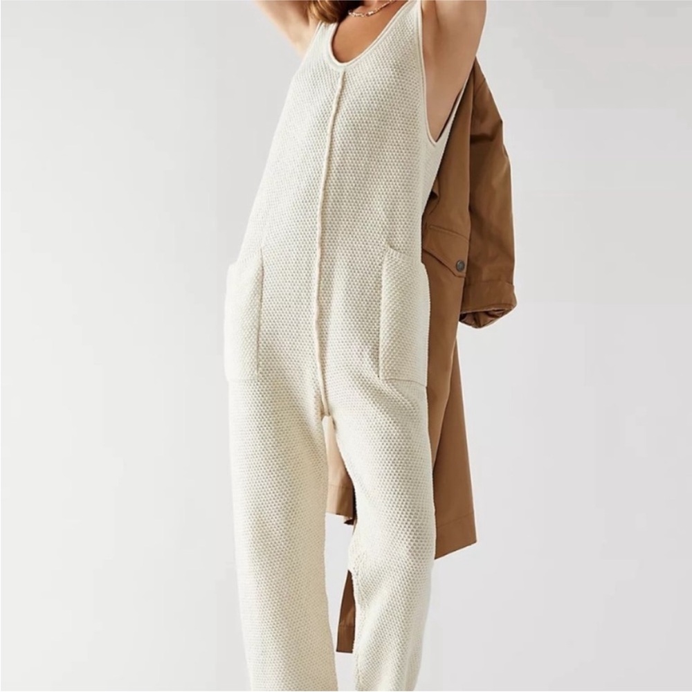 Free People FP Beach Knit Hailee Jumpsuit Lounge Size Large Boho